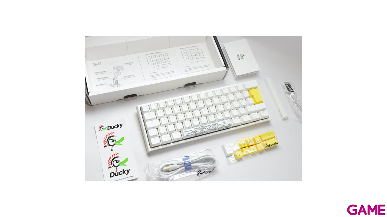 Ducky ONE 2 PRO Classic Mini 60% Pure White,  Gateron Yellow RGB PBT Mecanico - Teclado Gaming-3
